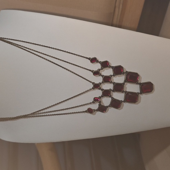 VINTAGE GOTHIC RED STONE NECKLACE 22 In - Picture 1 of 3